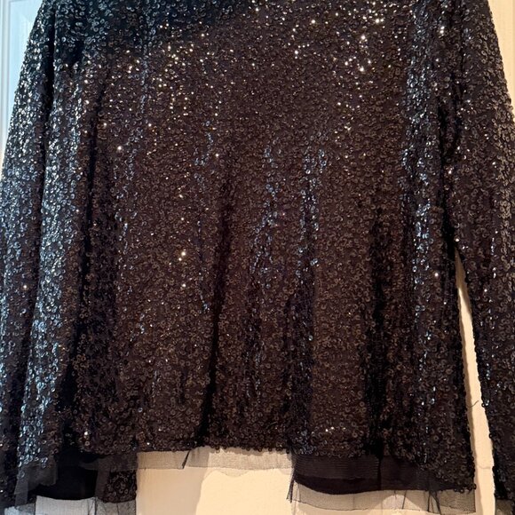 JCrew | Sequin Cotton Open Cardigan | Black | Size: M - Picture 5 of 15
